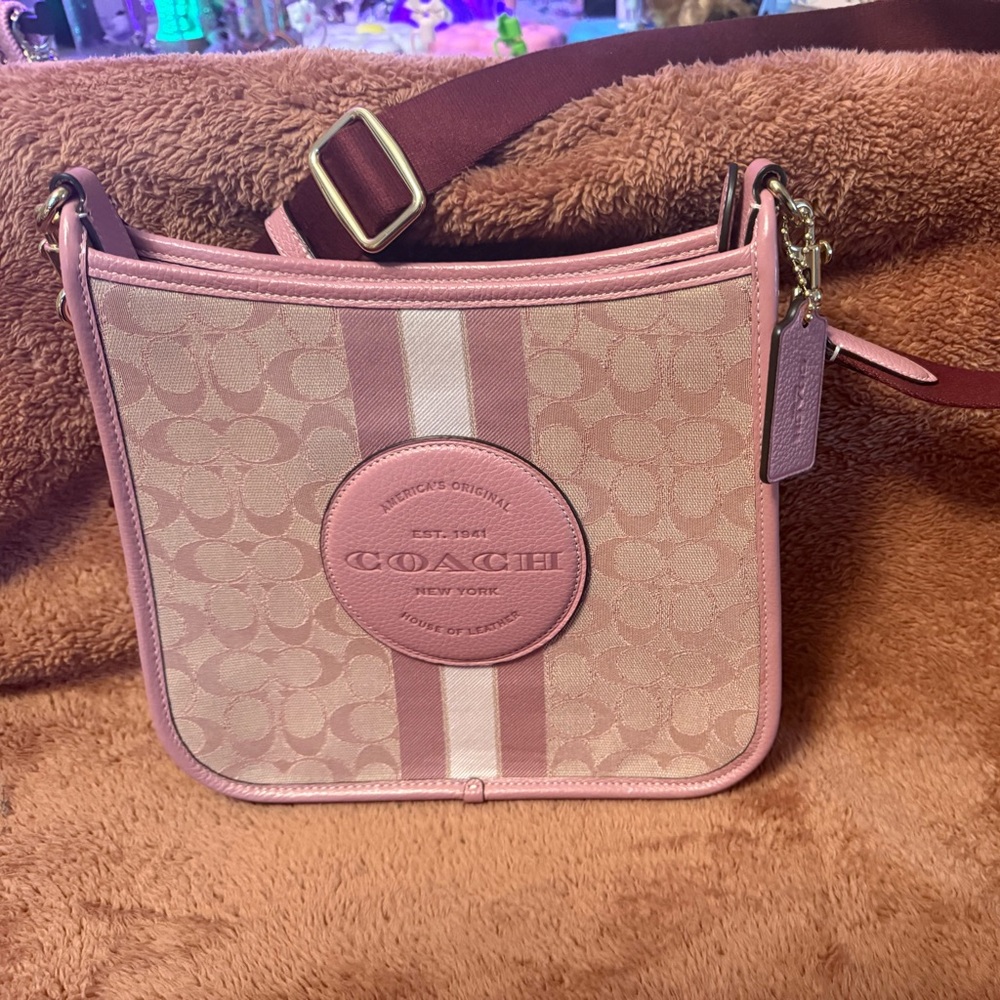 Coach Pink Signature Stripe Crossbody Bag